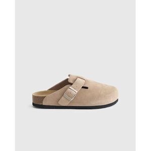 Quince Tan Suede Buckle Clogs
